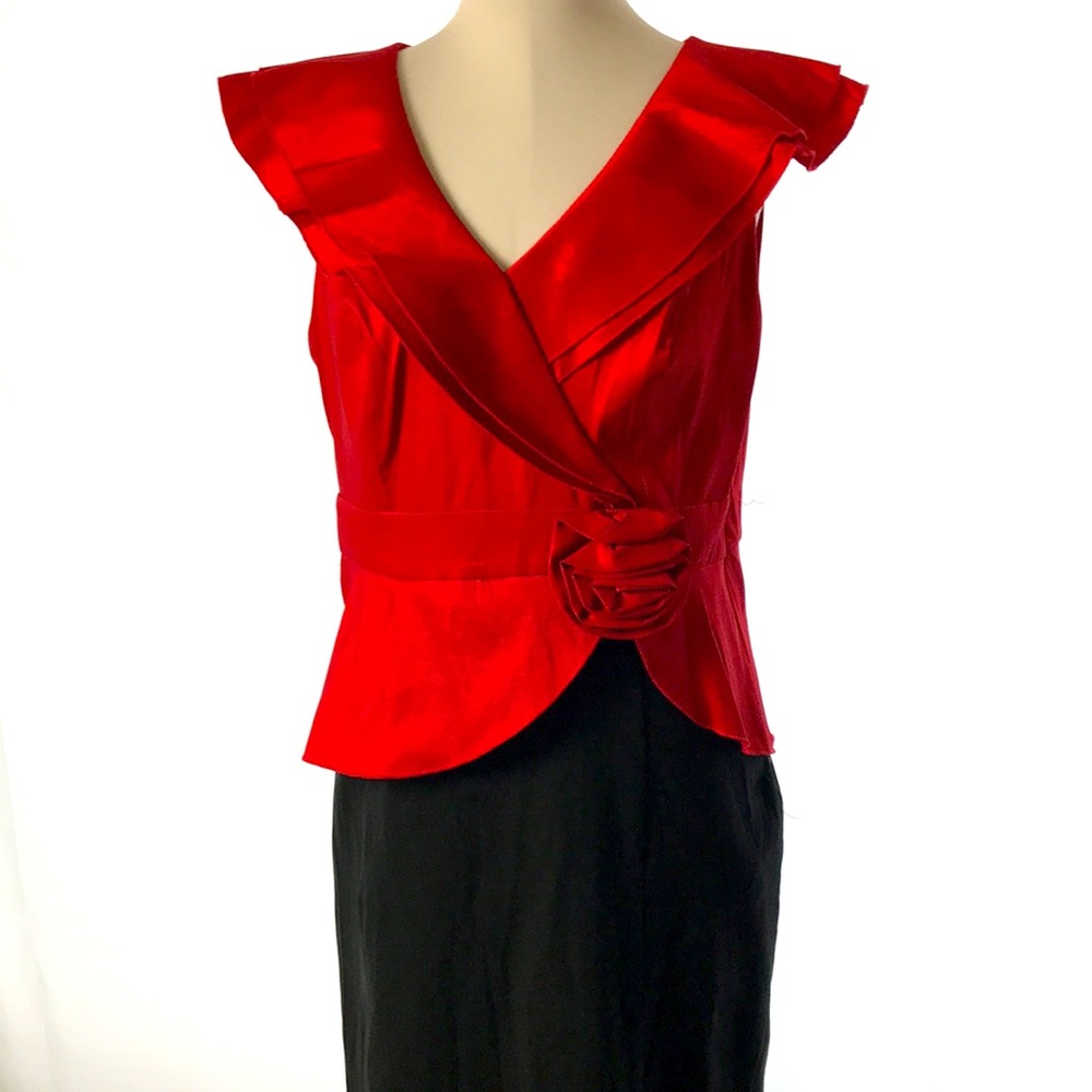 ❤️ Women’s Vintage MISS KIM Long Red & Black Formal Prom Sleeveless Dress Size?